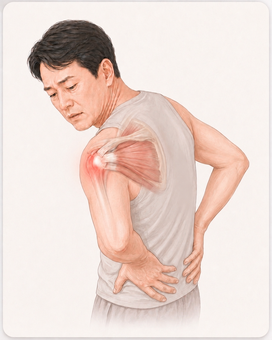 굽은 자세가 어깨 통증을 유발